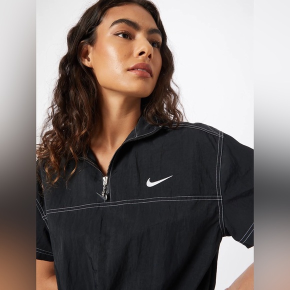 Nike Swish Tennis Prep Short Sleeve 1/4 Zip Elastic Waist Windbreaker Mini Dress - Picture 4 of 16